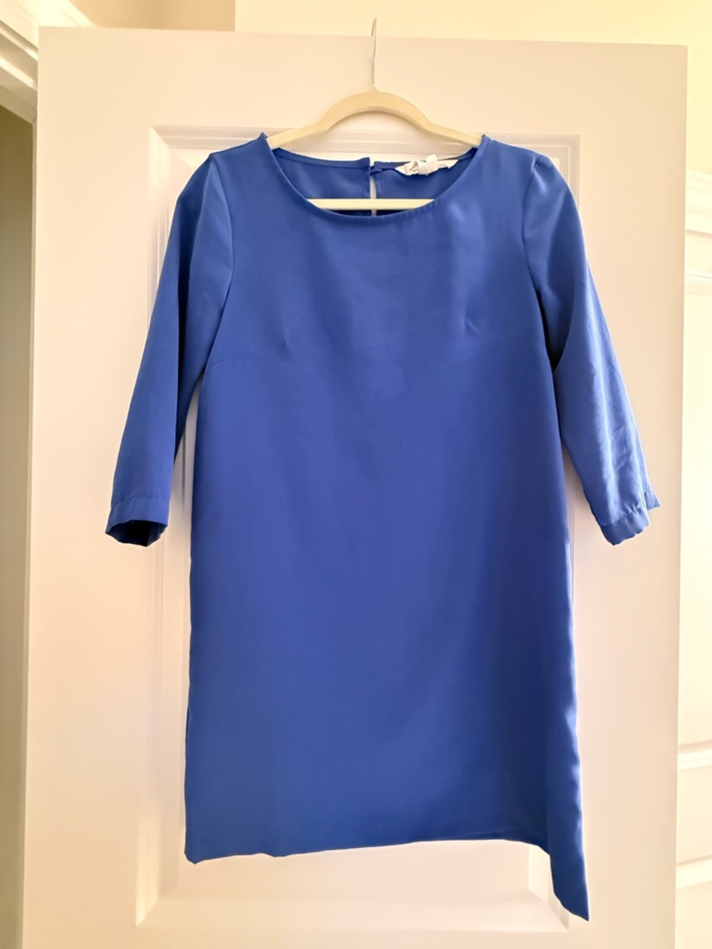 BCBGeneration Blue Shift Dress with Three-Quarter Sleeves